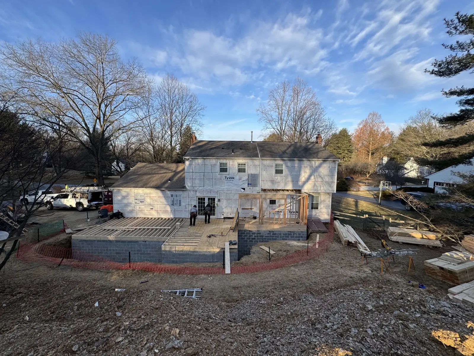 Excavated and formed footprint for a home addition